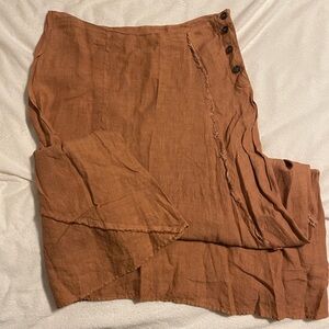 Brown linen skirt, long, large